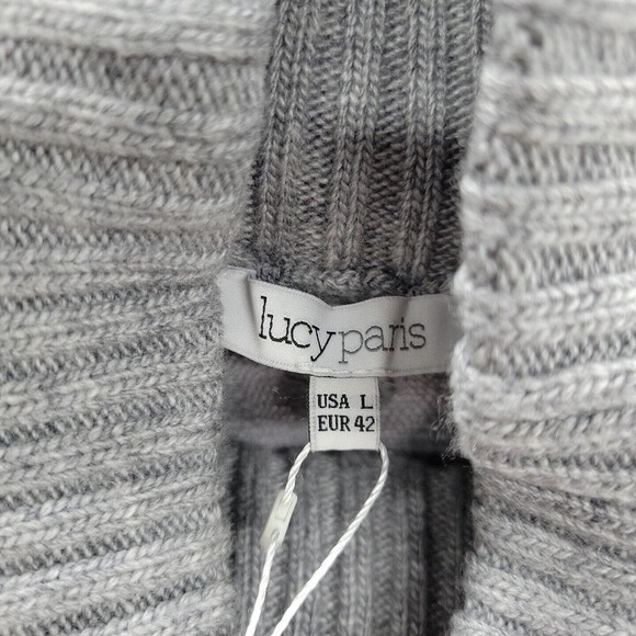 Lucy Paris Womens Large Gray Cable Knit Ribbed Turtle Neck Sweater NWT - Picture 9 of 13